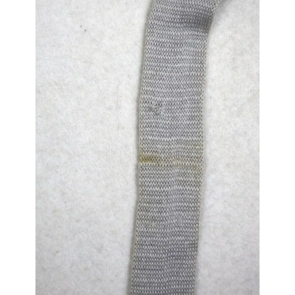 Vintage Boys Youth Gray Knit Necktie Square Tip - Embroiered Horse Cowboy